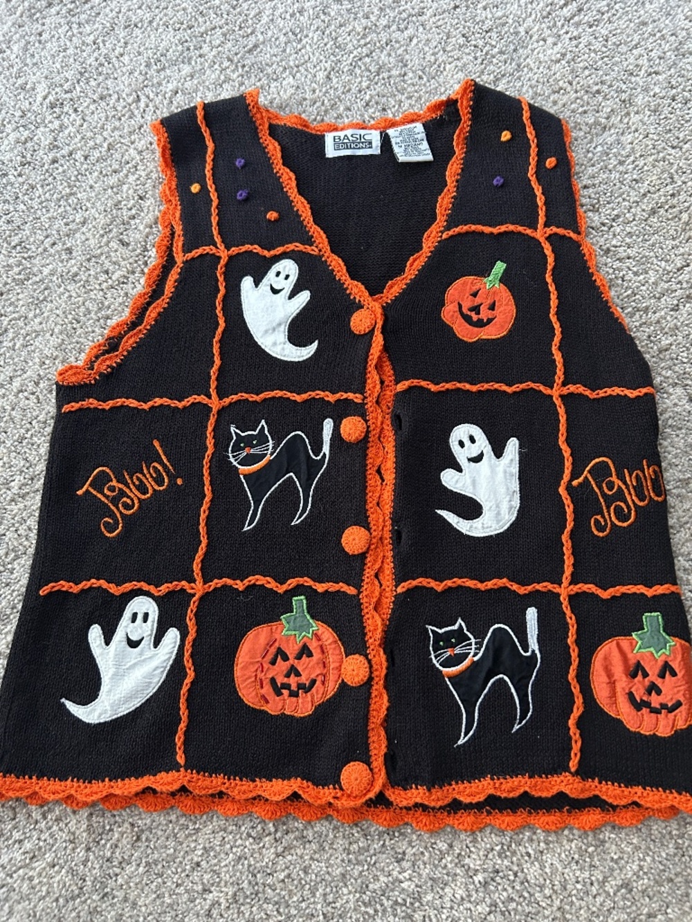90s Vintage Basic Editions Halloween Sweater Size Medium